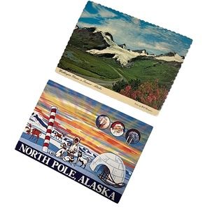 Vintage 80s Alaska Postcards North Pole & Worthington Glacier Alaska